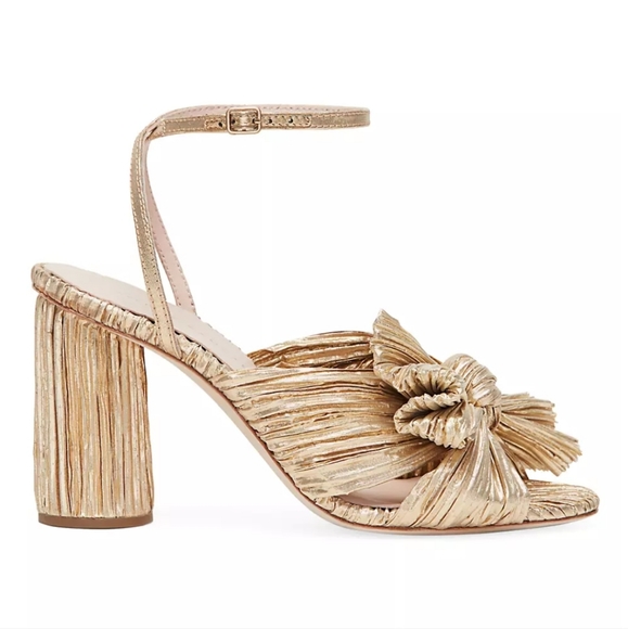 NWB$395 Loeffler Randall Camellia Gold Knotted Lamé Ankle Strap Heel Sandal Sz 5 - Picture 5 of 17